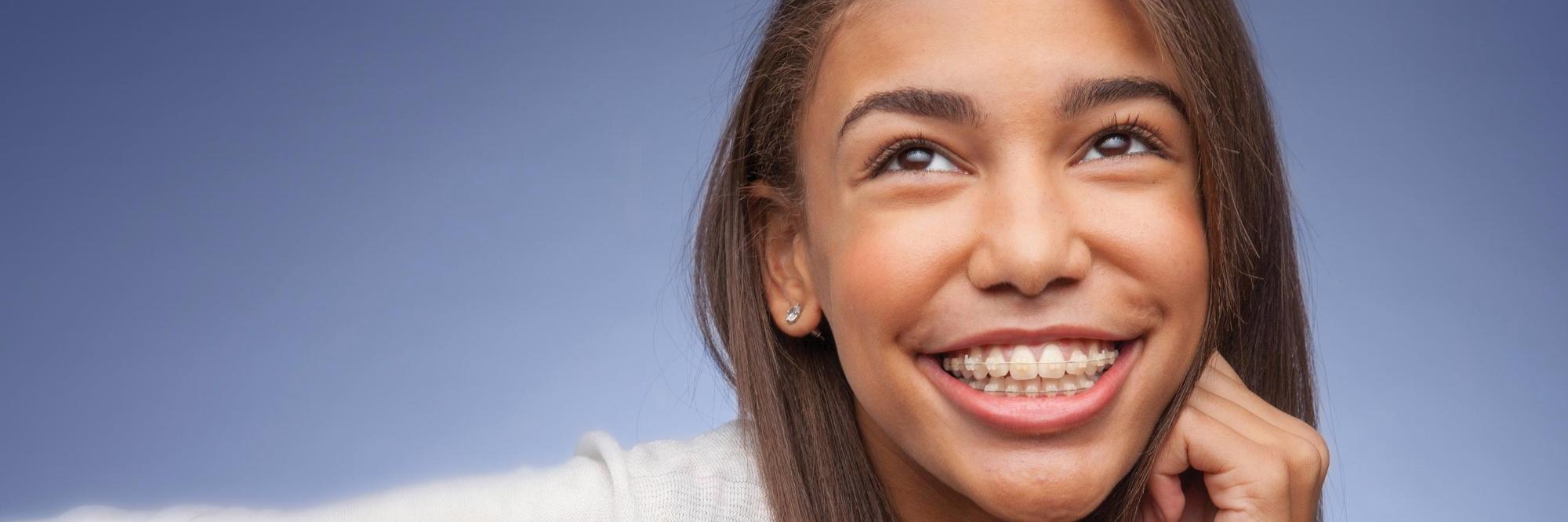 Girl with Braces smiling in santa monica 